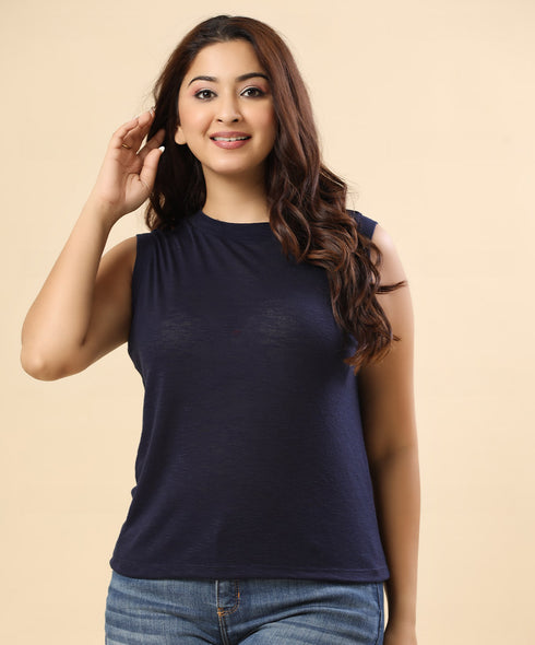 Crew Neck Solid Tank Tshirt